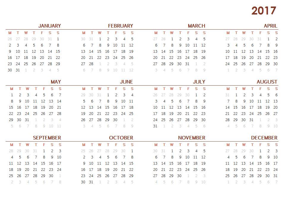 printable calendars 2017 for mac